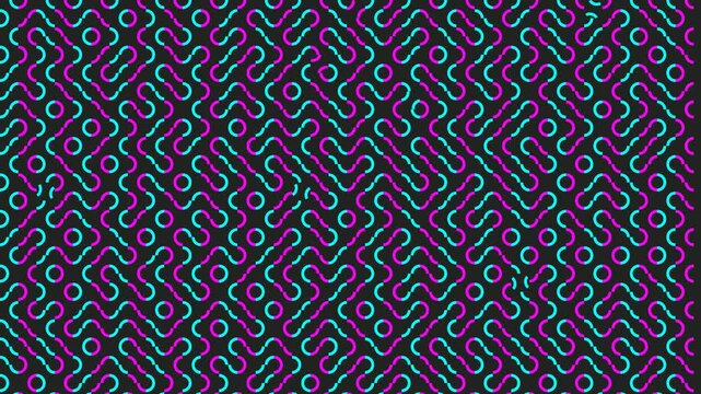 Retro Digital Tile Pattern: Interlocking Cyan and Magenta Shapes