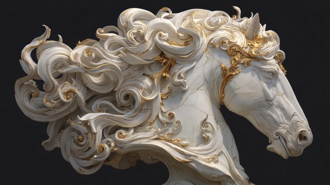 Ornate horse head sculpture detail