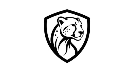 Cheetah head silhouette inside shield vector illustration isolated design © udin