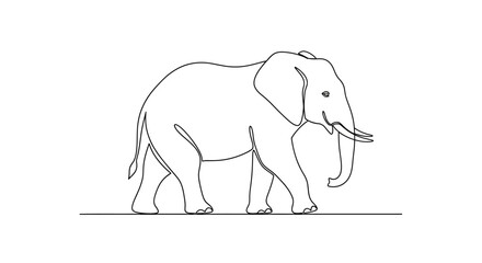 Fototapeta premium Minimalist Line Art Elephant Walking, Single Line Drawing, Vector Illustration