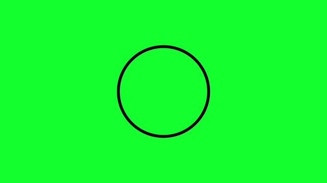 Simple black thin circle outline centered on a solid green background. Abstract creating a minimalist graphic element