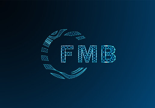 FMB low poly letter logo vector design. FMB lower poly logo design. FMB unique low poly logo design.