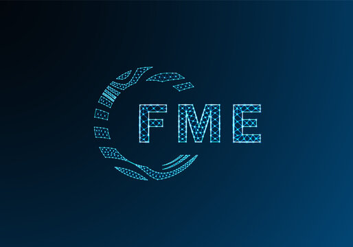FME low poly letter logo vector design. FME lower poly logo design. FME unique low poly logo design.