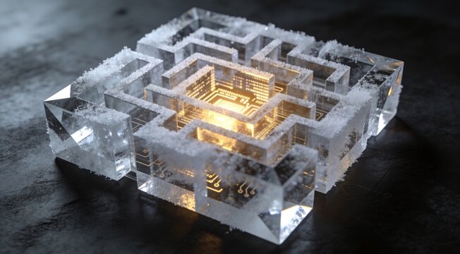 Conceptual macro visualization of cryptographic privacy and zero knowledge proof data verification