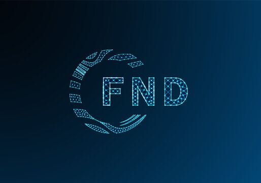 FND low poly letter logo vector design. FND lower poly logo design. FND unique low poly logo design.