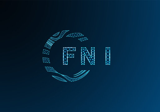 FNI low poly letter logo vector design. FNI lower poly logo design. FNI unique low poly logo design.