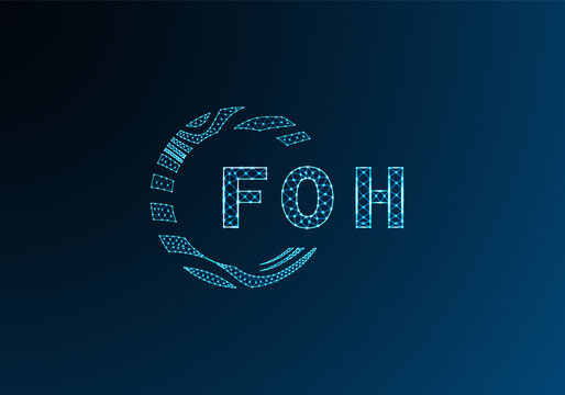 FOH low poly letter logo vector design. FOH lower poly logo design. FOH unique low poly logo design.