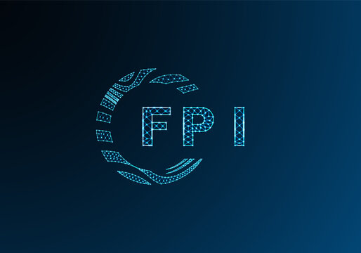 FPI low poly letter logo vector design. FPI lower poly logo design. FPI unique low poly logo design.