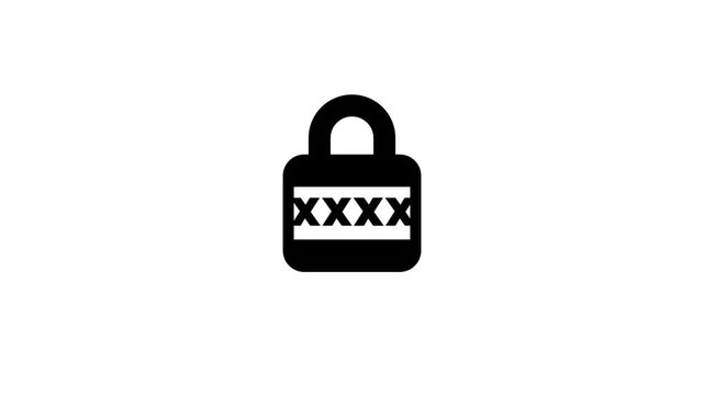 The eighth square features a black padlock icon that is shown in an unlocked position with a four character x password strip across its main body