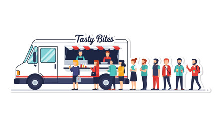 Fototapeta premium Food Truck Customer Line.