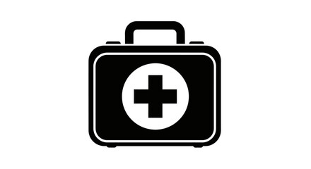 Fototapeta premium Black medical case with a white medical cross a striking silhouette