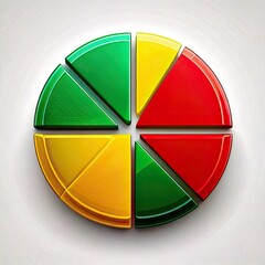 Fototapeta premium A colorful, glossy pie chart with six segments