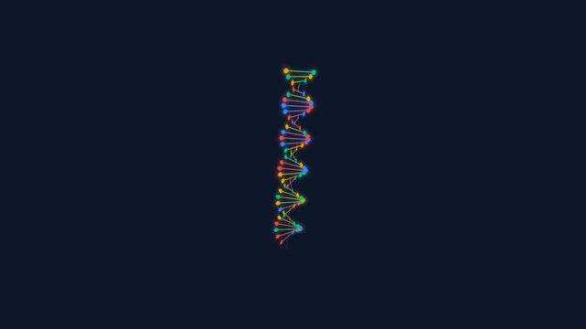 Vibrant DNA Double Helix: Colorful Genetic Code Visualization Abstract