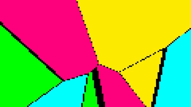 Vibrant Pixel Art Geometry: Abstract Voronoi Pattern in Primary Colors