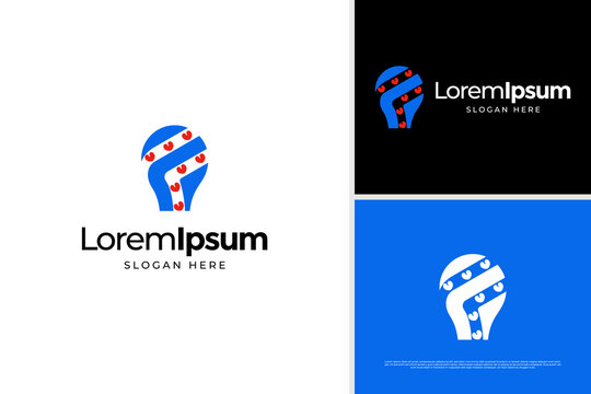 Smart bulb with frisian flag icon design creative concept logo template