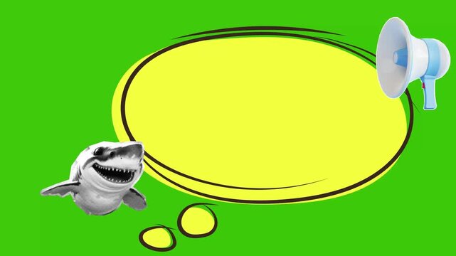 sharks and speech bubbles for information