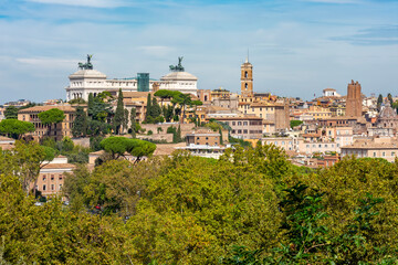 Obraz premium Rome cityscape with Capitoline hill seen from Orange garden of Aventine hill, Italy
