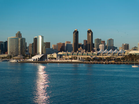 San Diego waterfront skyline and Rady Shell concert venue