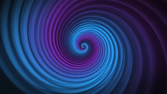 A mesmerizing spiral pattern with blue and purple hues forms a dynamic, swirling design against a dark background with many vibrant colors.