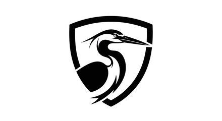 Obraz premium Elegant heron logo silhouette design on white background