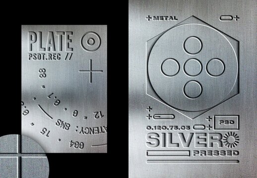 Debossed Silver Plate Text Effect Mockup