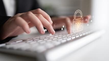 Cyber security safeguards data and systems. Cyber security uses AI, digital security protects cloud, Cyber security defends finance, and ensures access control. Latch © InfiniteFlow