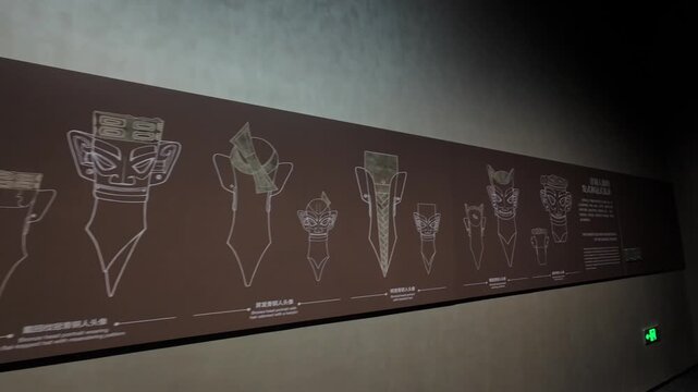 Chengdu exhibit of ancient masks, cultural history, educational display