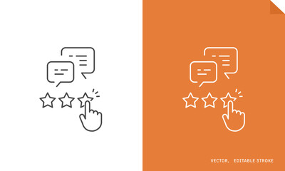 口コミ評価やお客様の声などのレビュー投稿を表すベクターアイコン (線画) Editable stroke © Keyglad