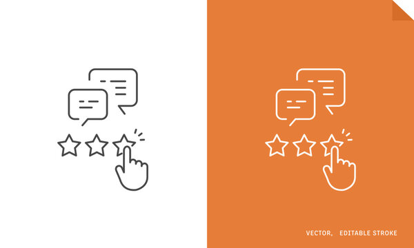 口コミ評価やお客様の声などのレビュー投稿を表すベクターアイコン (線画) Editable stroke