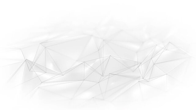 Abstract plexus network shows connections through lines and shapes in a series of frames moving across a white background during an artistic display