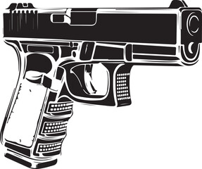 Black and white illustration of a handgun