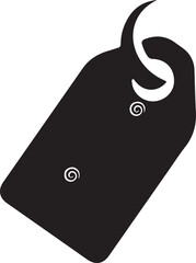 Black tag with white swirls