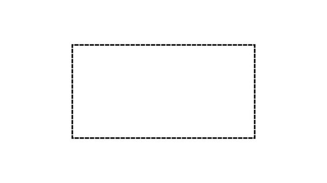 Dotted line rectangle frame animation on white background. Animation of a dotted line path from left to right point. border frame dotted line animation isolated on white screen. animation. 4k video