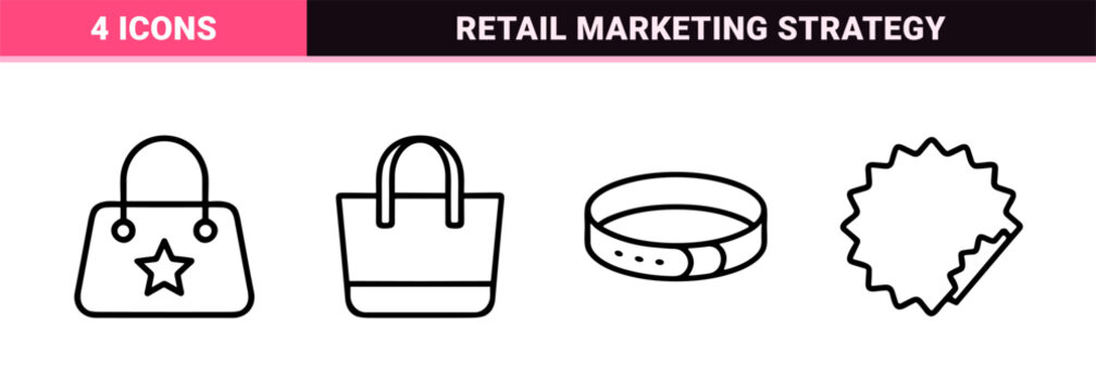 Corporate Branding Identity and Retail Merchandise Line Art Outline Symbols for Marketing Strategy and Commercial Product Development