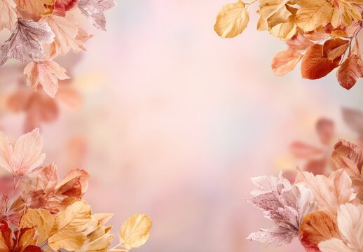 Soft focus autumn foliage frames a gentle, warm, and hazy background