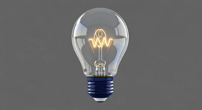 A light bulb with a blue base and a glowing filament