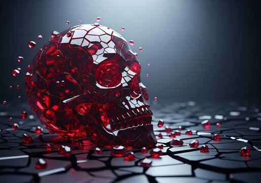 赤い頭蓋骨が砕ける