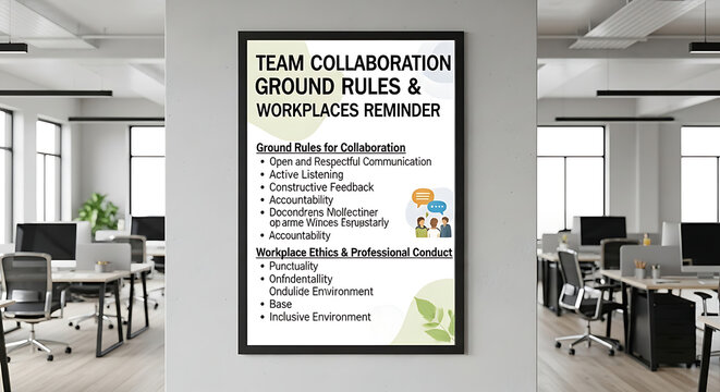 Professional workplace ethics instruction note outlining ground rules and team collaboration guidance for corporate conduct and office behavior standards in a business environment.