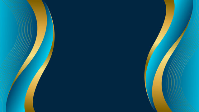 Abstract Blue gradient luxury background with gold accents, elegant wallpaper, suitable for templates, sale banners, cards, awards, invitations, events, web pages and more