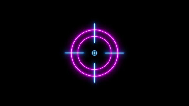 Neon Pink and Blue Crosshair Targeting Reticle on Black Background scope aiming