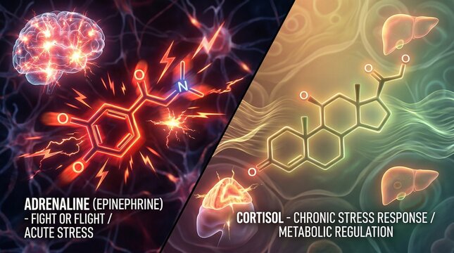 Comparison of Adrenaline and Cortisol Hormone Molecules with Biological Effects of Acute and Chronic Stress Response