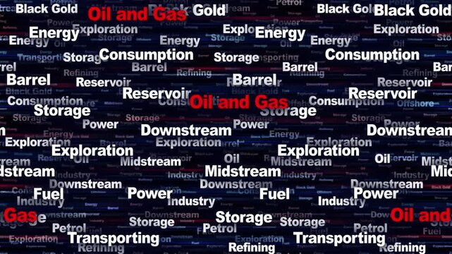OIL AND GAS Seamless Endless Keywords Animation, Background, Loop
