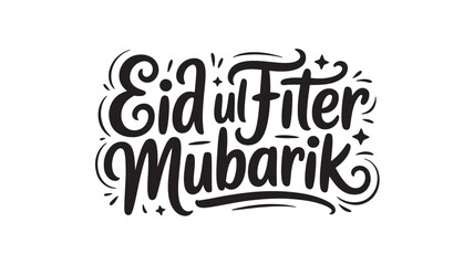 Fototapeta premium Eid Ul Fitr Mubarak Calligraphy Islamic Greeting Typography Design for Holiday Cards and Festive Branding