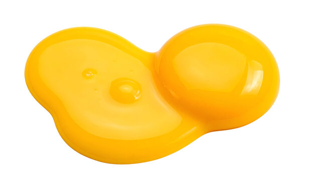 Isolated, close-up shot of a bright yellow, double-yolked, free-range egg against black