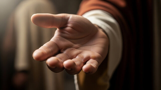 Close up of a hand reaching out for help or support