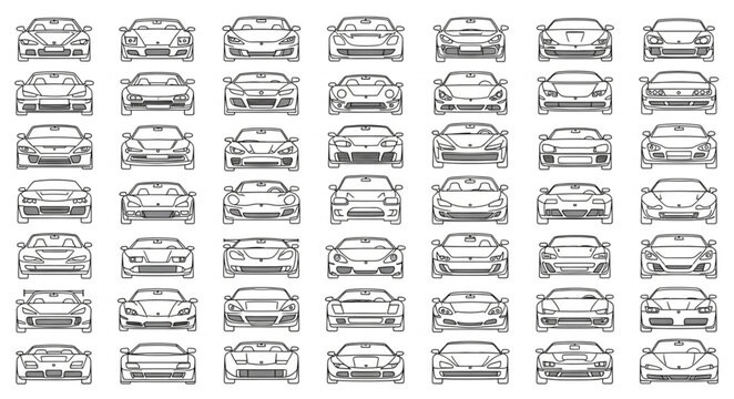 Collection of Car Silhouettes from Front View.