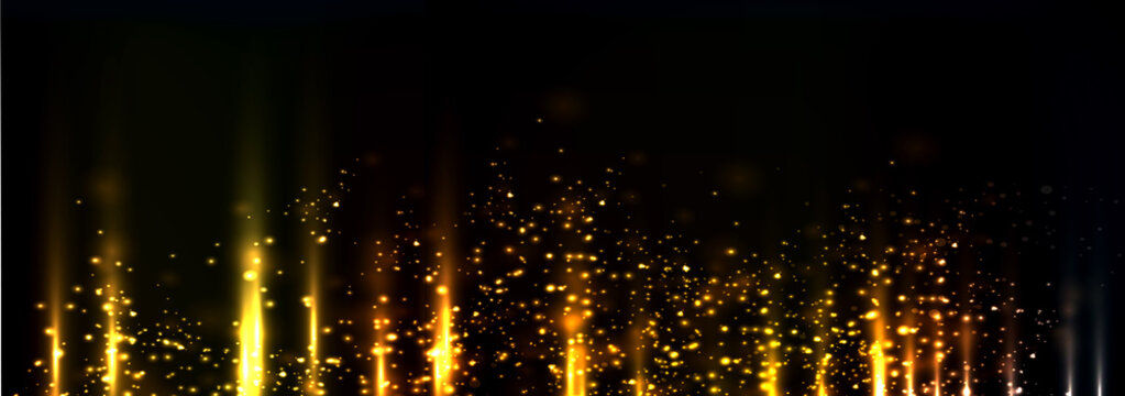 Luxury Golden Light Particles Background with Sparkling Bokeh for Banner Design