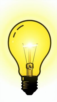 Glowing Yellow Light Bulb with Reflection Footage