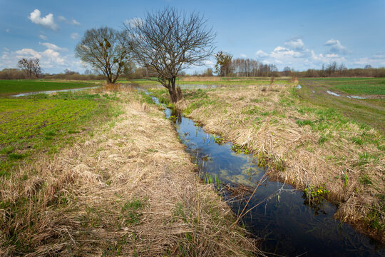 View of the water canal that irrigates the fields