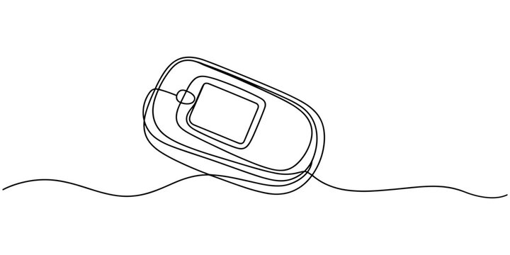 Pulse Oximeter continuous one line drawing minimalism design, Continuous one line art drawing pulse oximeter on finger. Digital device to measure oxygen saturation in human, Single one line drawing.